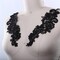 Black Alencon Lace Applique Pair With 7.25 X 3 Inch Mirrored Design